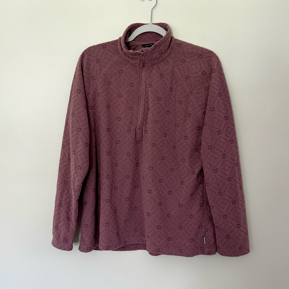 Eddie Bauer Jacket Women’s Lilac Purple Diamond Print Pullover 1/4 Zip Comfy